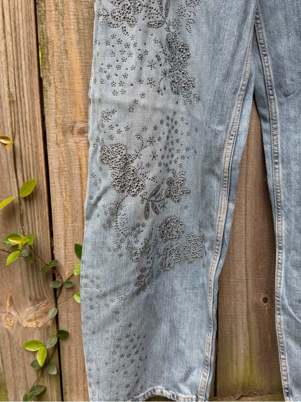 NWT/Zara TRF mid-rise rhinestone jeans/US12 - Picture 5 of 7